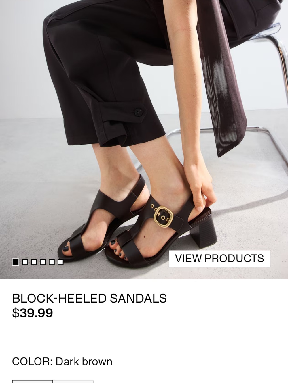H&M Dark Brown Block-Heeled Sandals with Gold Buckle/ offers Welcome